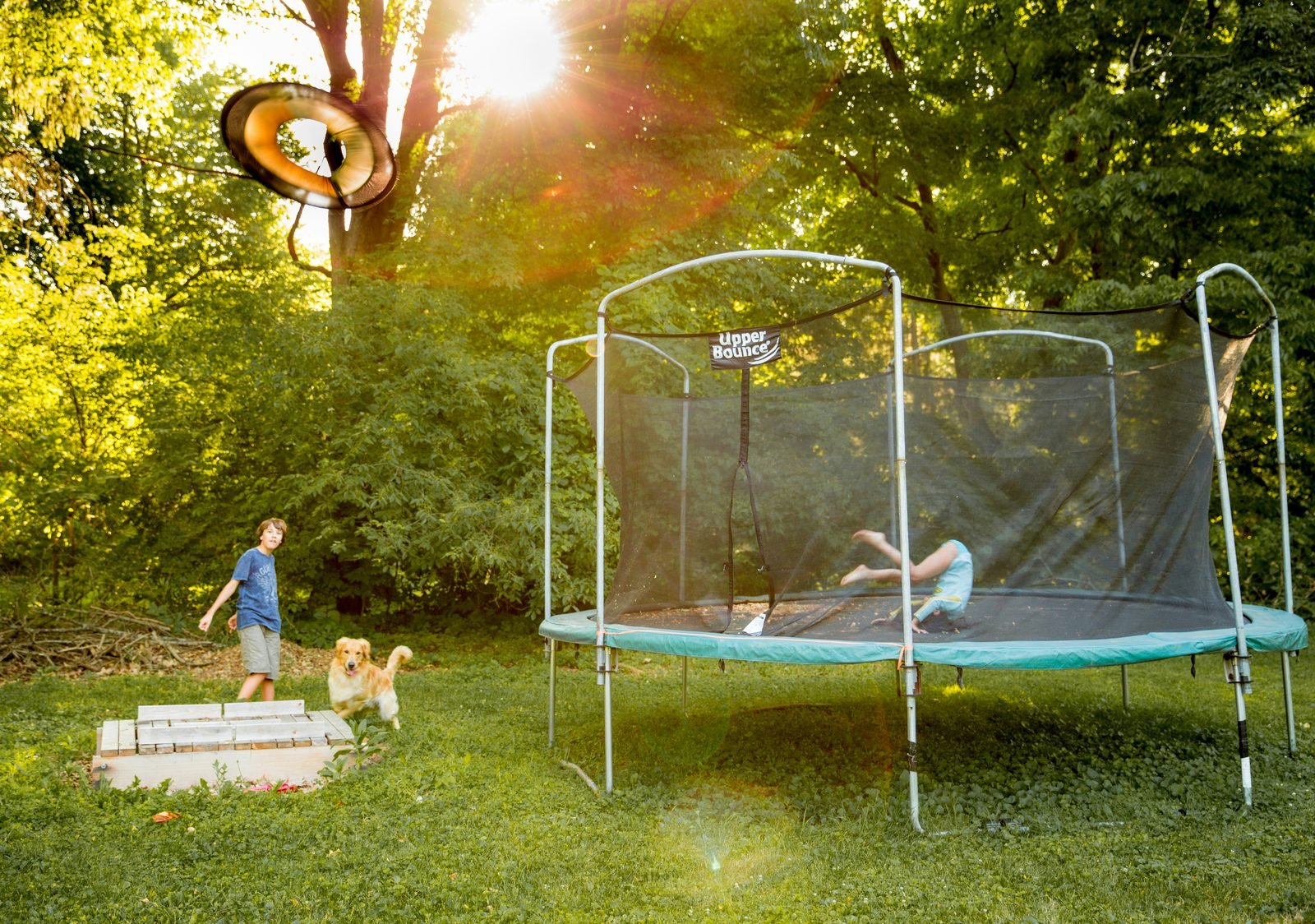 Children playing outdoors in golden afternoon light